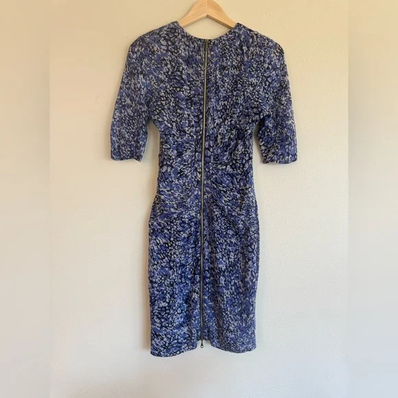 Whistles Bella Silk Dress Blue Multipetal Kate Middleton Size 4 - Picture 5 of 9